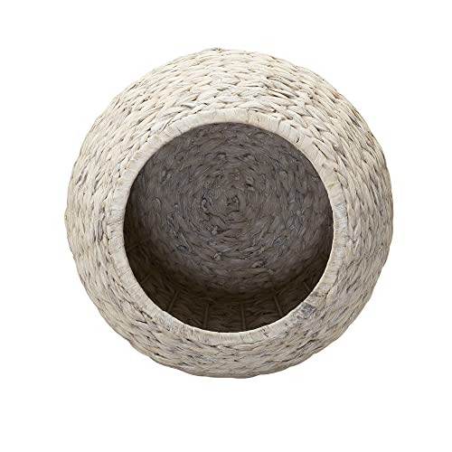 Household Essentials Handwoven Water Hyacinth Barrel Wicker Storage Basket Side Table, Cream Finish - color: Cream Water Hyacinth, style: Water Hyacinth