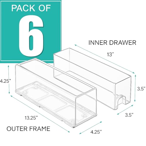 Sorbus Small Clear Stackable Storage Drawers – 6 -Pack Plastic Organizer Bins with Handles – Stackable Pull-Out Storage Drawers for Closet, Pantry, Office, Bathroom, Craft, and Toy Organization - color: 6 Pack, size: Small