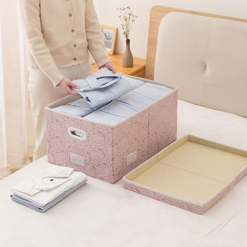 PRANDOM Extra Large Collapsible Storage Cubes with Lids Fabric Decorative Storage Bins Boxes Organizer Baskets with Cover Handles for Bedroom Closet Living Room 19.6x15.7x11.8 Inch 3 Pack - color: Assorted Color, size: X Large(3-Pack)