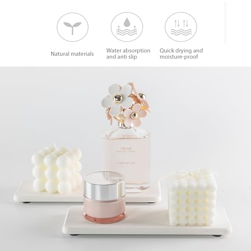 NiuYichee 2 Pcs Water Absorbing Stone Trays, Kitchen/Bathroom Sink Soap Dish, Diatomite Tray Used for Hand Soap & Cosmetic Bottles in The Modern Home, 3.15" W x 8.7" L, White - color: White, size: 8.7" x 3.15"