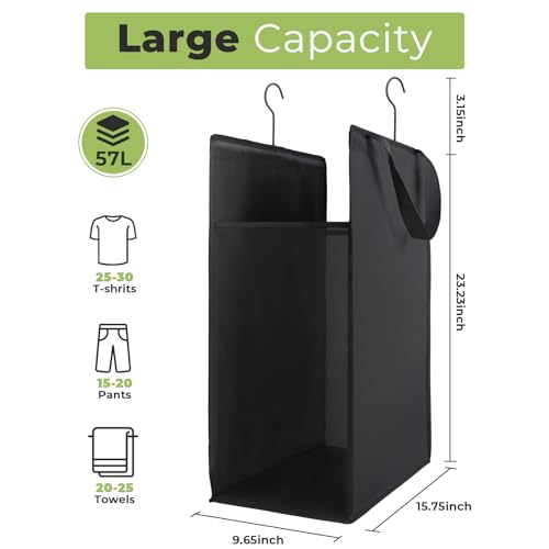 Fentec Hanging Laundry Hamper, Hanging Laundry Basket, Slim Laundry Hamper Bag with Handles, Portable Hanging Closet Hamper, Mesh Heavy Duty Hanging Laundry Bag (Black,1 Pack) - color: Black, size: 1 Pack-One section
