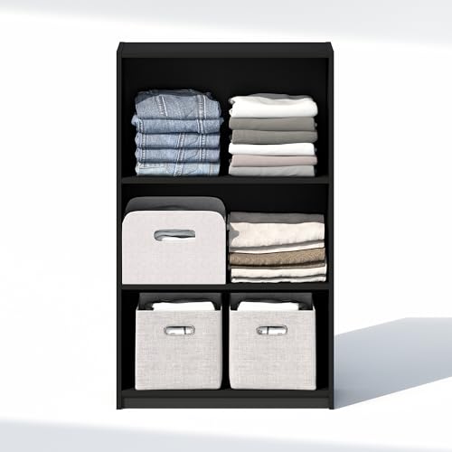 Furinno Reed Closet Organizers and Storage, 3-Tier Closet Organizer, Open Shelf Closet Storage, for Wardrobe, Bedroom, Living Room, Blackwood - color: Blackwood, size: 3-Tier Adjustable