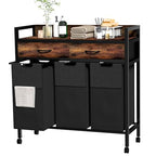 Laundry Sorter 3 Section,144L Hamper with Non-Woven Drawers,360° Rolling Laundry Basket,Pull-Out and Removable Oxford Fabric Laundry Bags,Rustic Brown and Black