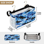 Bedside Caddy Hanging Bunk Bed Caddy Bed Organizer Hanging Pocket with 2 Hooks Bedside Storage Organizer Pocket Bag Holder Marine Bright Sky Blue Shark - color: Marine Bright Sky Blue Shark