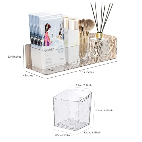 Lae Nuvole 4 Pack Wall Mounted Bathroom Caddy Organizer, Adhesive Shower Shelf for Inside Shower Caddy Plastic Bathroom Organizers and Storage with Bins for Makeup, Bath, Home Decor (Clear-4 Pack) - color: Clear - 4 Pack