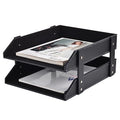 Leather Desk Organizer,2-Tier Stackable Letter Tray Holder,Office Supplies Desktop Storage Box for Document,Stationery,Magazines,Newspapers,Letters and Other Home Office Paper Sundries,Black - color: Black