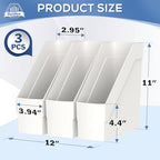 Delifox 3 Pack Magazine Rack, Plastic File Folder Bin Desk Organizer, White - color: 3Pack-White