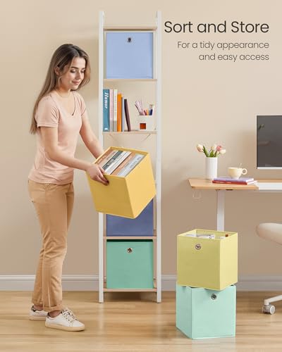 SONGMICS Storage Cubes, Set of 6 Odorless Foldable Storage Boxes, 10.2 x 10.2 x 11 Inches, Closet Organizers for Shelf, Rainbow Storage Bins, Colorful Fabric Bins for Bedroom, Living Room URFB226XA08 - color: Multi-color 2, size: S (10.2"L x 10.2"W x 11"H