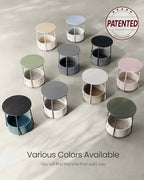 VASAGLE LILEA Collection - Small Round Side End Table, Modern Nightstand with Fabric Basket, Cream White ULET223K67 - color: Cream White, size: Round + 1 pack