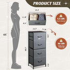 WLIVE Dresser with 4 Drawers, Storage Tower, Organizer Unit, Fabric Dresser for Bedroom, Hallway, Entryway, Closets, Sturdy Steel Frame, Wood Top, Easy Pull Handle, Dark Grey - color: Dark Grey