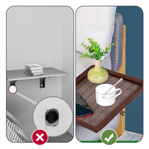Bedside Shelf,Bed Shelf,Simple Noght Stand,Side Bed Organizer for Water Cup, Phone, Tablet Books,Foldable,no-Hole Bedside Caddy (Wooden)