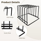 Homaisson Kitchen Pan Organizer Pot Rack 2 Pack,5-Slot Holder for Thin Pans Baking Trays and Cutting Boards for Kitchen Countertop Cabinet Storage