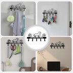 Key Holder Wall Mounted with Screws and Anchors, Black Multifunctional Key Hanger with 5 Hooks, Entryway Front Door Kitchen Hallway Garage Office - color: Dog Black