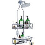 Shower Caddy, Upgraded Extended Length Shower Caddy Over Showerhead No Blocking to Showerhead, Rustproof Bathroom Organizers and Storage with Hooks Shampoo Soap Holder, Large Hanging Caddy - color: Grey - 2 Tier - Standard