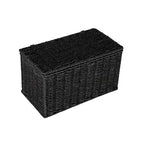 Household Essentials Small Handwoven Paper Rope Wicker Basket with Lid, Black - color: Black, size: Small (Pack of 1)