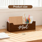 White Wooden Mail Organizer Countertop (Walnut + White) - color: Walnut + White