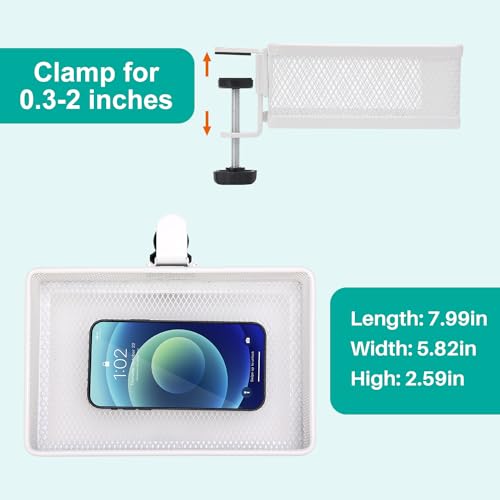 Under Desk Drawer Organizer - Clamp-On Above or Below Desk Mesh Drawer for Office Accessories, Storage Tray, and Desktop Organizer (White - Small) - style: White - Small