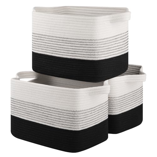 OIASKET Storage Basket for Organizing, Woven Baskets for Storage, Rectangle Decorative Baskets for Shleves, Closet, Toys, Books, Nursery Organizer Bins - Pack of 3 (Gradient Black, 13"x9.85"x8.7") - color: Gradient Black, size: 13"x9.85"x8.7"