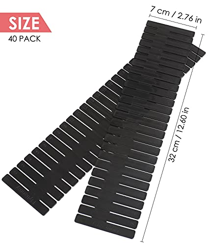 40Pcs Drawer Dividers, Adjustable Drawer Organizer for Socks, Underwear, Makeup, Can Help Tidy Kitchen, Bedroom, Dresser Black - color: Black, size: 40Pcs