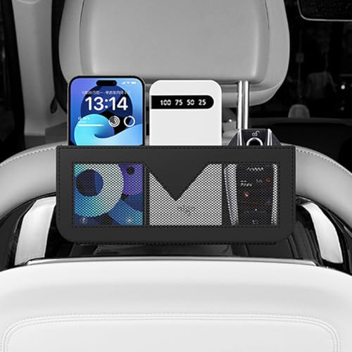 Car Seat Side Pocket Organizer, PU Leather Multifunctional Small Vehicle Console Side Storage Pouch, Automotive Gap Filler Bag for Cell Phone Sunglasses, Universal for SUV RV Truck (Black) - color: Black