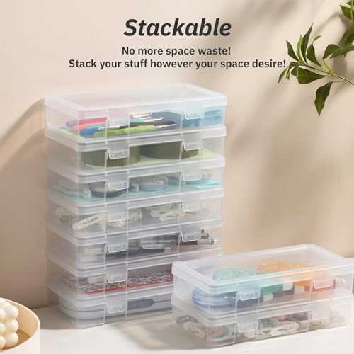 novelinks Plastic Small Storage Bins with Lids for Organizing, Mini Clear Storage Containers and Stackable Storage Box Organizer for Pencil Boxes, Task Boxes, Crayon Boxes (9 Pack Medium) - color: 9 Pack Medium -Clear