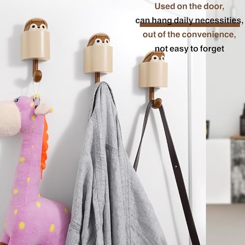 2 Pcs Creative Squirrel Cute Pet Key Holder wall Mount, Keychain Command Hooks,siding Hooks,Hook for Coat, Scarf, Hat, Towel, Bag, Utility Hook for Wall Hanging Decorations (Coffee&Gray) - color: Coffee&Gray