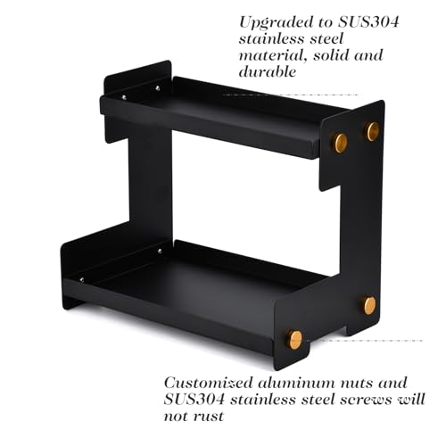 FFK 2 Tier Bathroom Countertop Organizer, Storage Shelf for Cosmetics, Ideal for Cabinet, Pantry, and Desktop, for Kitchen and Office - color: Black 1