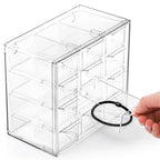 YOUEON 2 Pack Mini Desk Organizer with 12 Removable Drawers, Clear Plastic Desktop Drawer Organizer, Desk Craft Storage Box for DIY Crafts, Art Supply, Office, Cosmetic, Jewelry
