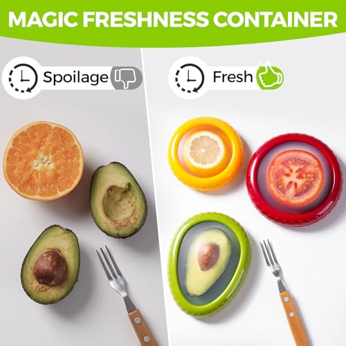 Avocado Saver & Onion Storage Set,4 Pcs Silicone Fruit Vegetable Anti-oxidation Box,Reusable Fridge Fresh Pod Food Storage,Perfect Lemons Tomato Garlic Containers - color: 4 PCS / 4 Colors