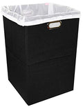 Foldable Large Laundry Hamper With Laundry Bag - Premium Durable Fabric, Plastic Board, Extra-Large Size, Space-Saving & Compact Clothes Basket With Metal Handles (Black) - color: Black