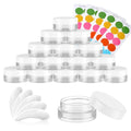 50 Pack 3 Gram Sample Containers with White Lids, Small Plastic Cosmetic Jars, Makeup Travel Container Jar for Cream, Bead, Eye Shadow, Lotions, Powders, Glitters Lip Gloss with Labels,Spatulas - color: White Lid, size: 0.1 Ounce