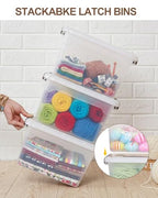 Citylife 4 Packs 6 QT Storage Bins with Lids Clear Plastic Bins with Grey Handle Stackable Storage Containers for Organizing - size: 6.0QT, style: 4 PACK