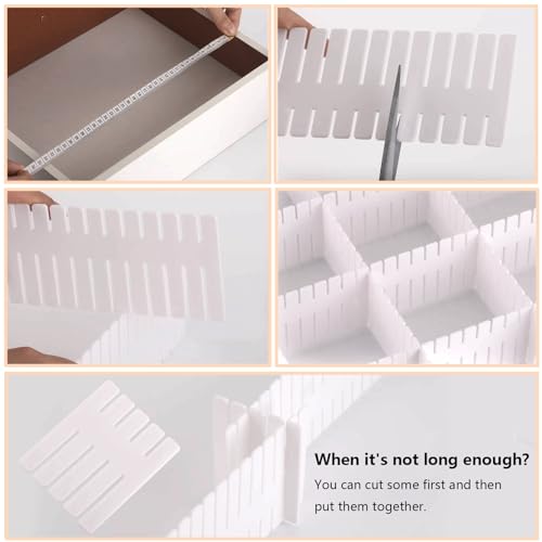 Ohlove 40Pcs Drawer Organizer Dividers 17"x2.8" Adjustable Storage Organizer Separator for Socks, Underwear, Makeup, Kitchen, Dresser