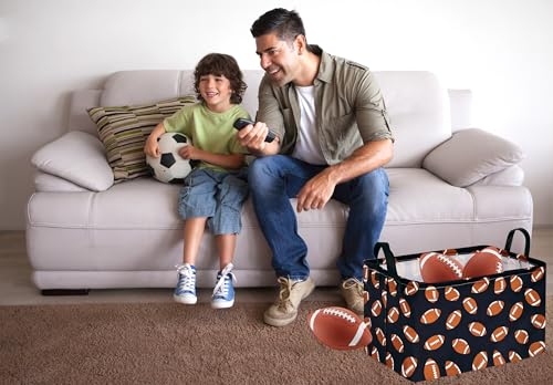 MAIZMZ Kids Hamper Storage Bins Organizer Toy Box Laundry Basket Large Canvas Collapsible Chest for Home/Dorm/Kitchen/Pet/Office/Closet/Shelf/Gift Baskets - color: Football