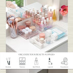 STORi SimpleSort 6-Piece Stackable Clear Drawer Organizer Set | 6" x 6" x 2" Square Trays | Small Makeup Vanity Storage Bins and Office Desk Drawer Dividers | Made in USA - size: 6x6x2"