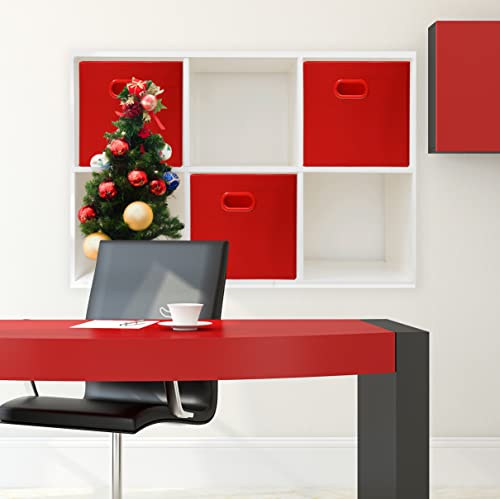 Simple Houseware Foldable Cube Storage Bins with Handles, 11-Inch, Red, 6-Pack, Fabric Cubes Organizer for Closet or Shelves - color: Red