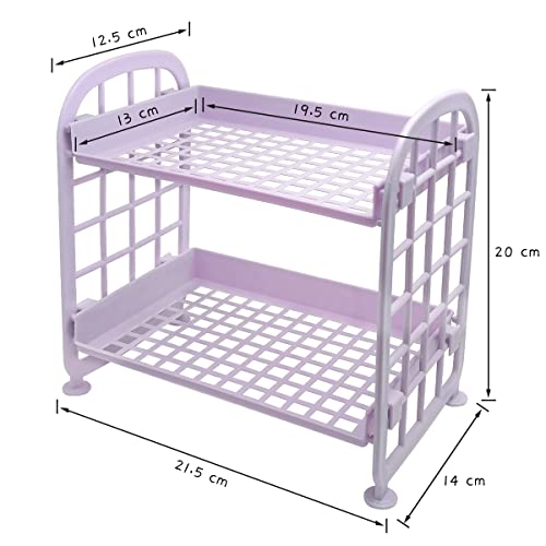 UnnFiko 2-Layers Table Shelf Organizer, Adjustable Plastic Storage Rack Shelf Square Basket Desk Stand Table Storage Organizer Shelves (Green) - color: Green