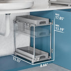 VERIFOST 2 Pack Adjustable Gray Under Sink Organizers, 2 Tier Pull Out Storage, Kitchen Bathroom Office Laundry Room Living Room - color: Gray