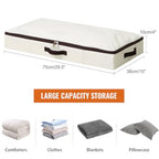AMJ 2-Pack 4” Height Under-Bed Storage Baskets | Foldable Fabric Drawers for Clothes, Shoes, and Bedding, Beige - color: Beige, 2PCS