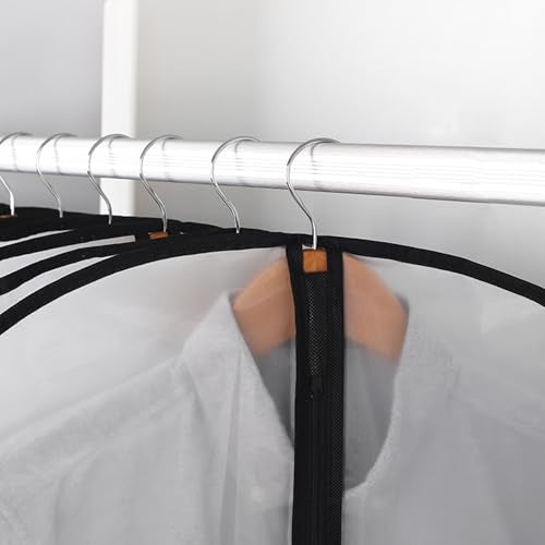 Clear Garment Bags for Hanging Clothes,48" Suit Bags for Closet Storage,12 Pack Garment Bags for Storage,Breathable Lightweight Dust Proof Cover with Study Full Zipper for Coats,Jackets - size: 12pcs 24'' x 48''