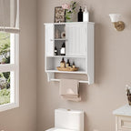 Bathroom Cabinet, White Bathroom Wall Cabinet with 2 Doors and Adjustable Shelf, Wall Mount, Towel Rack, Over The Toilet Storage Cabinet, Medicine Cabinet - color: Bathroom Wall Cabinet White