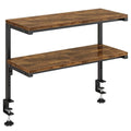 IBUYKE Clamp on Desk Shelf, 22.8” Large Desk Extender Shelves,Tool-Free Flexible Repositioning and Adjustable 2-Tier Storage Shelves for Desktop Accessories Below Desk TMZ010H - color: Brown