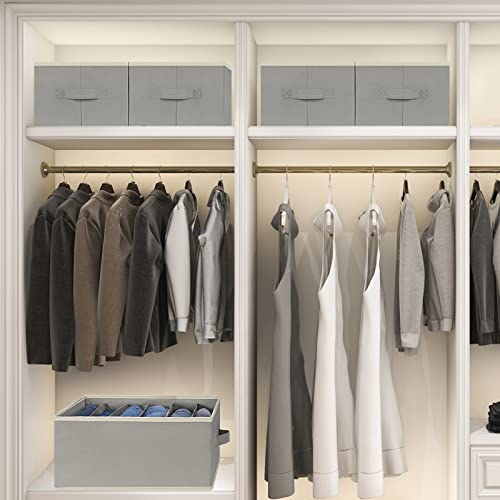 6 Pcs Large Size Wardrobe Clothes Organizers 6 Grids for Pants, Jeans, Sweater, T-shirt, Thin Coat, Dress Stackable Closet Drawer Organizer Storage Bin Container with Sturdy Handles, Grey - color: Grey, size: 6 Pack