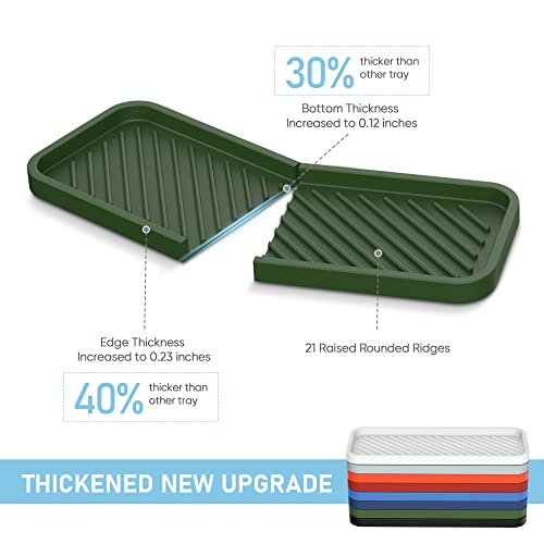 EG-SIPRO Kitchen Sink Organizer Tray,Sponge Holder for Kitchen Sink Bathroom Counter Tray Sponge Caddy Silicone Soap Holder for Soap dispenser, Bottle, Dishwashing Accessories(2-pack) - color: Ggre, size: 9×3.7inch