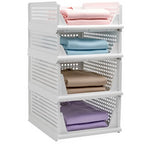Goderewild Stackable Foldable Storage Baskets, Folding Storage Bins, Closet Organizers and Plastic Drawer Shelf Storage Container for Wardrobe, Cupboard, Kitchen, Bathroom, Office (White, 2L2S) - size: 2L2S
