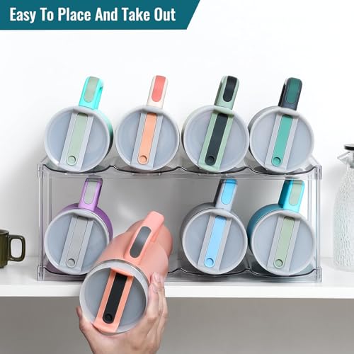 Design for Stanley 40 OZ & Large Bottles & Tumblers with Handle - Acrylic Water Bottle Organizer - Stackable Clear Wine Rack, Cup Holder for Home Kitchen Pantry Shelf Countertop Cabinet, 2 Tier Hold 8 - size: 2 Tier for 8