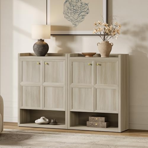 SICOTAS Shoe Cabinet Storage for Entryway - 48-Pair Shoe Cabinets with Doors and Adjustable Shelves, Farmhouse Large 7-Tier Shoes Storage Cabinet for Mudroom Closet Hallway, Grey White Oak, 2PCS - color: Grey White Oak, size: 2 Pieces