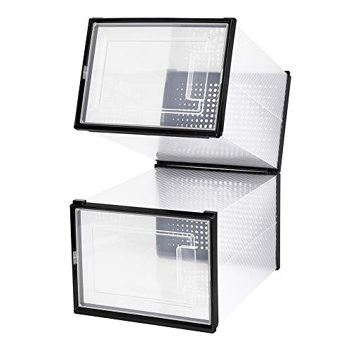 OnDisplay Clik Stackable Interlocking Shoe Box System (Large Clear/Black, Set of 8) - color: Large Clear/Black, size: Set of 8