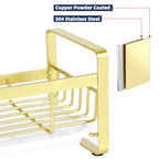 HULISEN Kitchen Sink Sponge Holder, 304 Stainless Steel Kitchen Soap Dispenser Organizer, Countertop Drainer with Removable Tray, not Including Dispenser and Brush, Gold - color: Gold, size: Medium