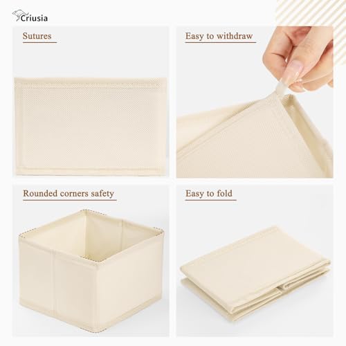 Criusia 15 Pack Drawer Organizer for Clothes, Foldable Dresser Dividers with 3 Sizes, Fabric Storage Bins – Beige - color: 15 PACK Beige